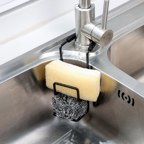 Iron Sink Drain Rack Wall Sucker Sponge Storage Soap Stand Dish Cloth Shelf Drying Holder Kitchen Organizer ► Photo 1/6