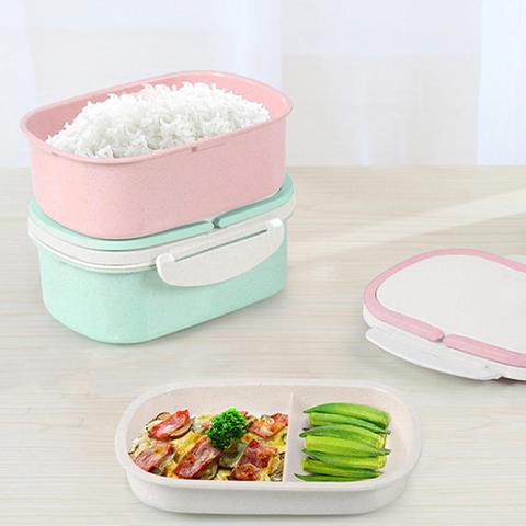 Hot Sale Double Layer Wheat Straw Large Capacity Bento Lunch Box Food Storage Container ► Photo 1/6