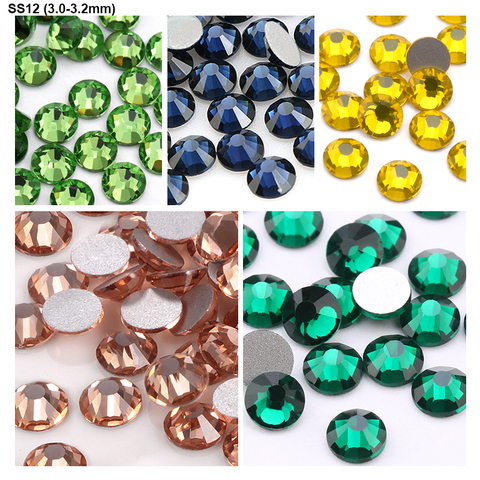 1440pcs SS12 Crystal Glass Glue On Flatback Non-Hotfix Rhinestone for 3D Nail Art Decorations Shoes And Dancing Decoration Gem ► Photo 1/6