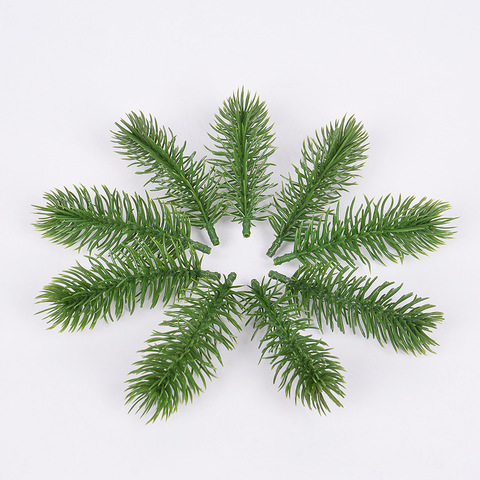 20pcs 9cm Artificial Plastic Plants Pine Branches Christmas Tree Wedding Decorations DIY Handcraft Accessories Fake Plants ► Photo 1/5