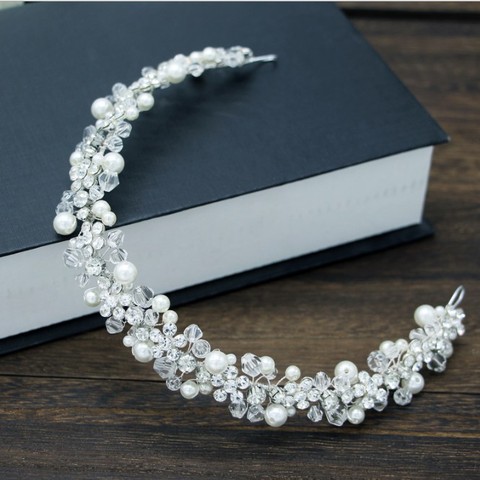 Bridal Bridesmaid Flower Girls Diamante Crystal Pearl Headband Rhinestone Wedding Prom Tiara Women Hair Accessories ► Photo 1/5