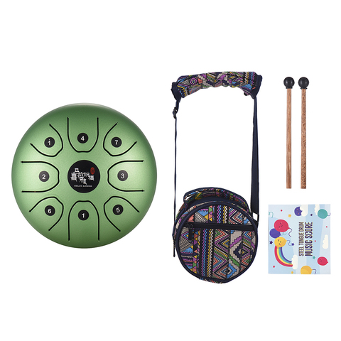 US IN STOCK 5.5 Inch C Key Tongue Drum Mini 8-Tone Steel Hand Pan Drum Percussion Instrument with Drum Mallets Carry Bag ► Photo 1/6