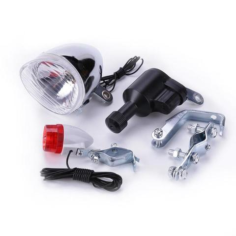 Bike Cycling Dynamo Lights Set Safety No Batteries Needed Headlight Rear ► Photo 1/6