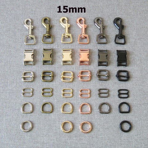 1 Pcs 15mm Nickle Metal D O Ring Belt Straps Slider Side Release Buckle Spring Snap Hook For Dog Collar Leash Harness Accessory ► Photo 1/6