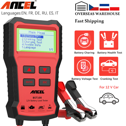 ANCEL BST100 Car Battery Tester Charger Analyzer 12V 2000CCA Voltage Battery Test Car Battery Tester Charging Cricut Load Tools ► Photo 1/6