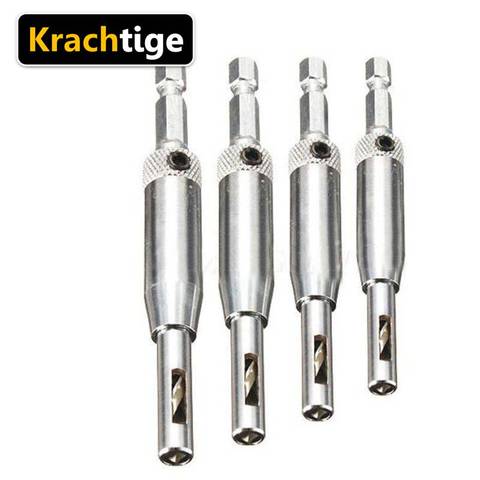 Krachtige 4Pcs Drill Bit Tools Punch Hole HSS Self Centering Hinge Hardware Drill Bits Set Door Cabinet 5/64