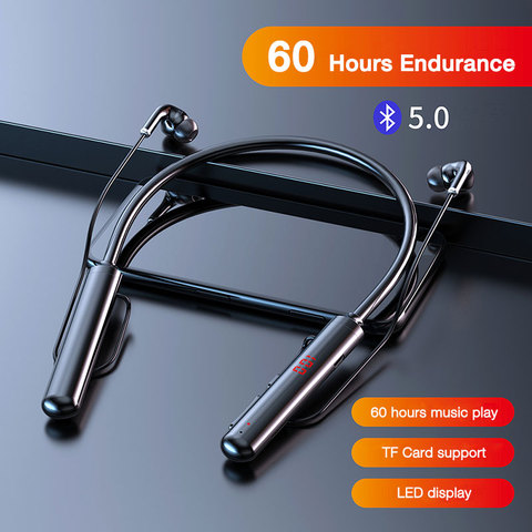 EARDECO 600mAh Bluetooth Earphone Neckband Earphones Wireless Headphones Bass Stereo Headset Noise Cancelling Long Battery TF ► Photo 1/6