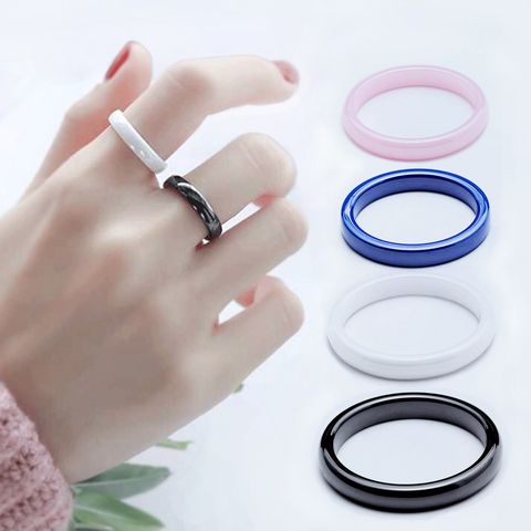 3mm Blue Pink  Black White Thin Ceramic Rings For Women Jewelry Minimalist Simple Smooth Shiny Size 6 7 8 9 No Fade ► Photo 1/6