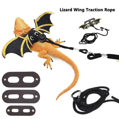 Lizard Traction Rope Reptile Bearded Dragon Harness Leather Leash with Wing Pet Suppiles ► Photo 1/6