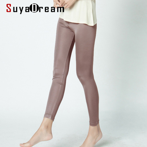 SuyaSream SILK Women Long Leggings Solid Slim Full Length Basic Plus Size Anti Emptied bottoming Pants ► Photo 1/6