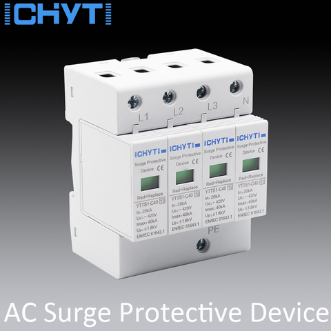 AC SPD 4P 10KA 20KA 30KA 40KA 60KA 80KA 385V 420V House Surge Protector Protection Protective Low-Voltage Arrester Device ► Photo 1/6