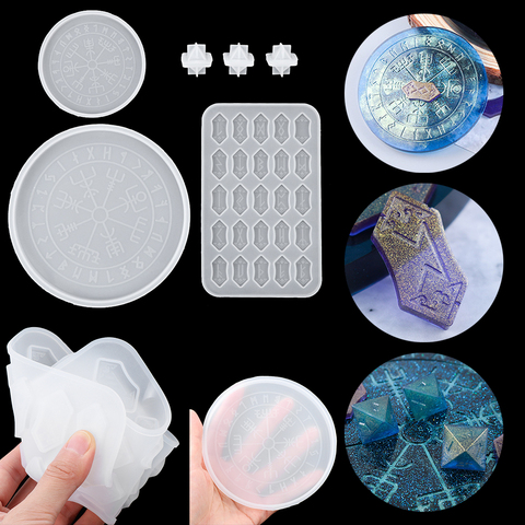 New Astrology Board Silicone Mold Tray Round Rune Divination Card UV Epoxy Resin Mold DIY Crafts Table Decoration Silicone Mold ► Photo 1/6