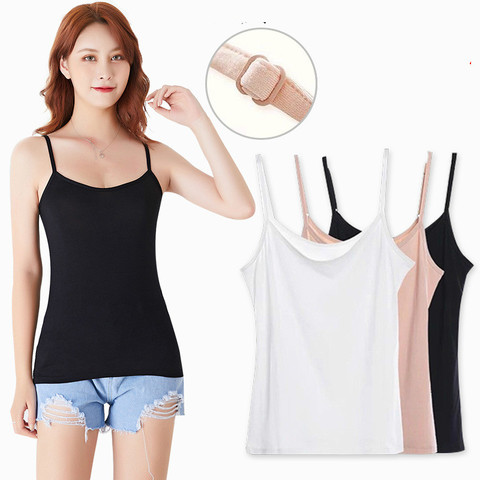 Summer Tank Top Women Casual Camisoles Women's Tops T-shirt Adjustable Strap Cropped Vest Female Camis Fashion Modal Tops ► Photo 1/5