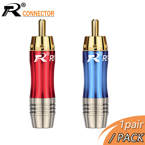 R Connector 1pair/2pcs  RCA Connector Wire male Plug audio adapter blue&red pigtail speaker plug for 8MM Cable gold plated ► Photo 1/5