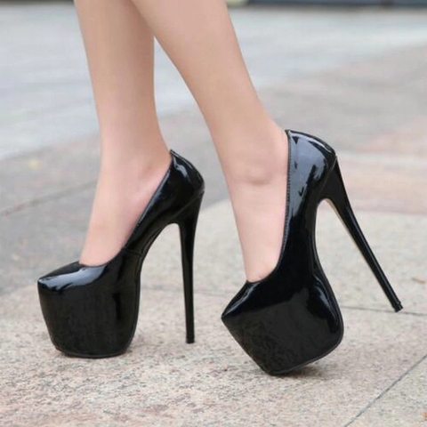 35-44 Size women Super High Heels 18cm shoes Concise 8CM platforms shoes pumps Wedding Party Sexy leather shoes zapatos MC-47 ► Photo 1/6