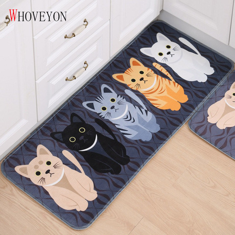 Animal Cute Cat Print Bathroom Kitchen Carpet Hallway Welcome Floor Mat House Home Doormats Rug Living Room Anti-Slip Tapete Rug ► Photo 1/6