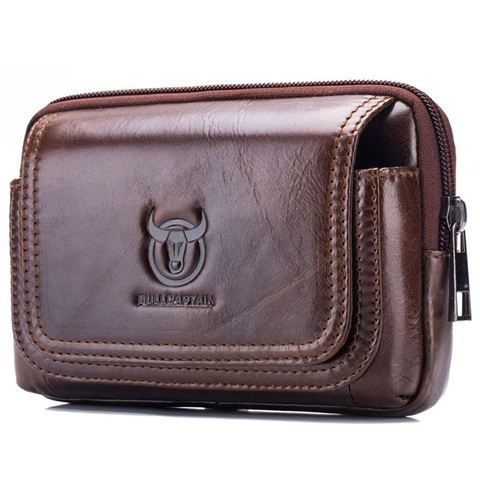 BULLCAPTAIN Male Purse Leisure Sling Bag Small Pocket New Men Waist Bag Leather Sling Cigarette Bag Mobile Phone Bag ► Photo 1/6