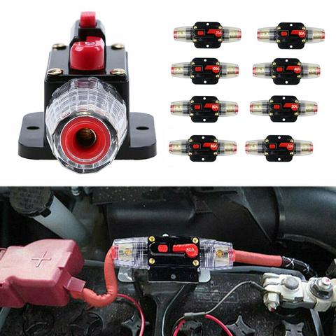 Resettable 12V 24V 20-100A Auto Car Stereo Audio Circuit Breaker Resettable Fuse Holder ► Photo 1/6