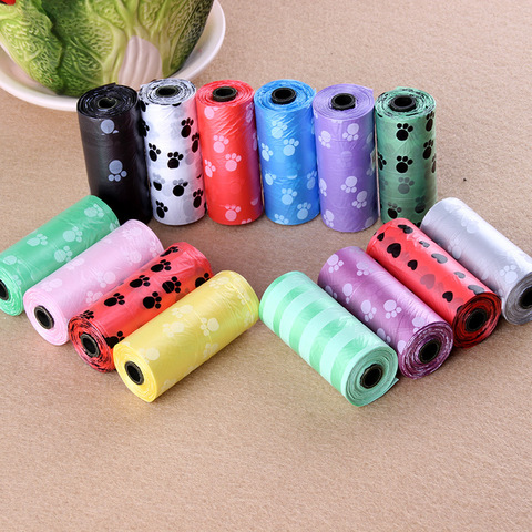 15pcs/roll Biodegradable Pet Dog Poop Bag Zero Waste Dog Pooper Bags Paw Doggy Litter Poop Bag Dispenser Pets Products For Dogs ► Photo 1/6