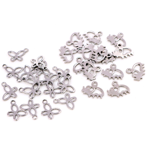 50pc/lot 10x11 8x11mm Elephant butterfly Charms 316 Stainless Steel Elephant Cute for necklace pendant charms diy jewelry making ► Photo 1/3