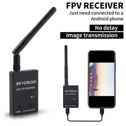 Skydroid UVC Single Control Receiver OTG 5.8G 150CH Channel FPV Receiver Video Transmission Downlink Audio For Android phone ► Photo 1/6