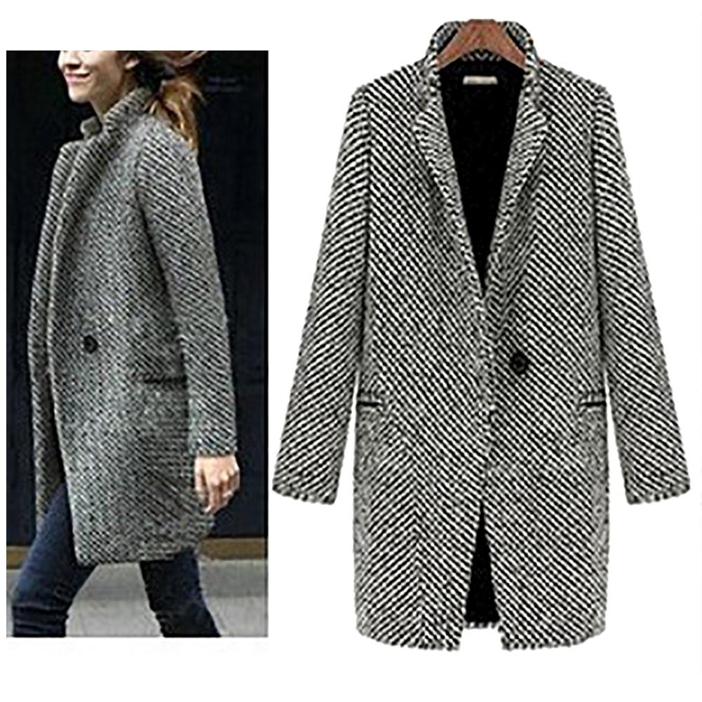 AKDSteel Elegant Women Cardigan Autumn Winter Wool All-match Long Jacket Coat