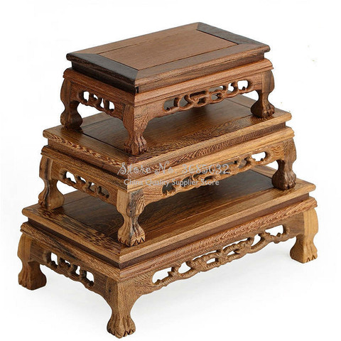 Quality Wood Tea Table Rosewood Carving Decoration Base Vase Buddha Kistler Display Rack Multi-use Rectangle Small Coffee Table ► Photo 1/6