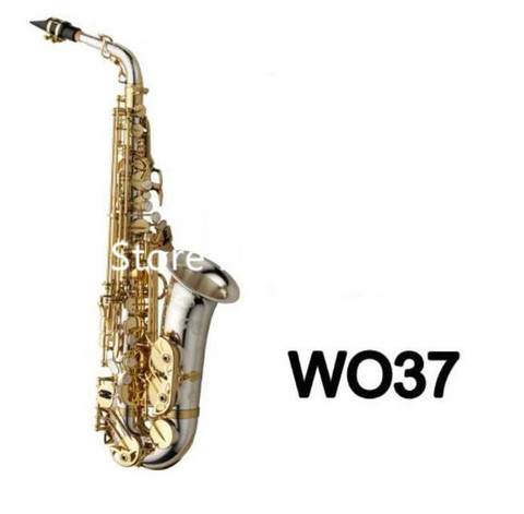 MARGEWATE Brand Eb Tune  WO37 Alto Saxophone E-Flat Nickel Plated Gold Key  musical instrument With Case Free Shipping ► Photo 1/6