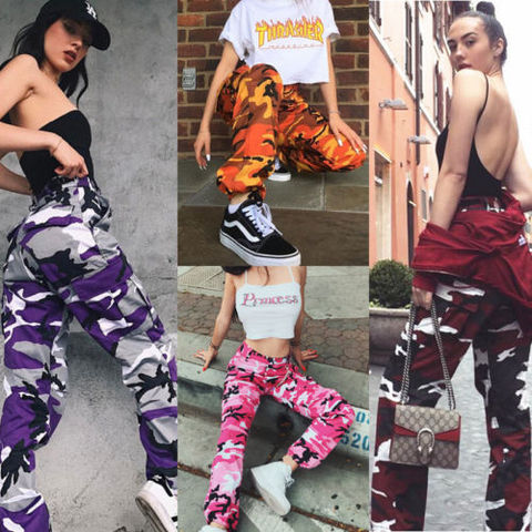 Women 6 Color Camo Cargo Pants High Waist Hip Hop Trousers Military Army Combat Camouflage Long Pants Ladies Autumn Hot ► Photo 1/6