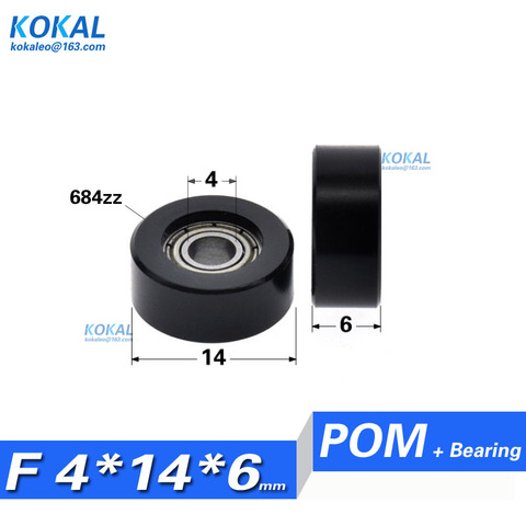 [F0414-6]1PCS minisize inner diamater 4mm outer diameter 14mm 684zz 684 POM white non-standard ball bearing wheel 4X14X6mm 0414K ► Photo 1/5