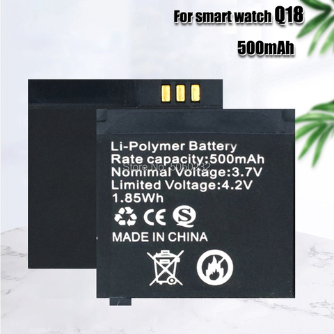 4-20PCS Q18 Smart Watch 2 Pieces 3.7V Rechargeable Li-ion Polymer Batteries 500mA Lithium Li-po Battery Smartwatch Replace ► Photo 1/6