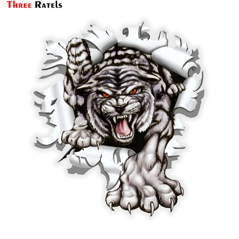 Three Ratels LCS271# 15x17.1cm Tiger in the bullet hole  colorful car sticker funny  stickers styling removable decal ► Photo 1/6