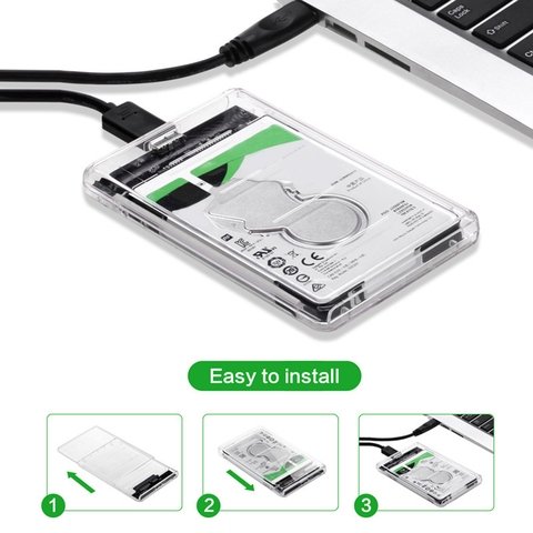 2.5 inch Transparent HDD SSD Case SATA III to USB 3.0 Hard Drive Disk Enclosure Support 6TB Mobile External HDD for Laptop PC ► Photo 1/6