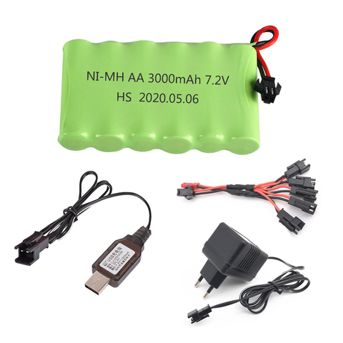 M model NIMH Battery 7.2V 3000mah Battery with Charger set For Rc Toy Cars Boats Guns Ni-MH AA 2800mah 7.2v Rechargeable Battery ► Photo 1/6