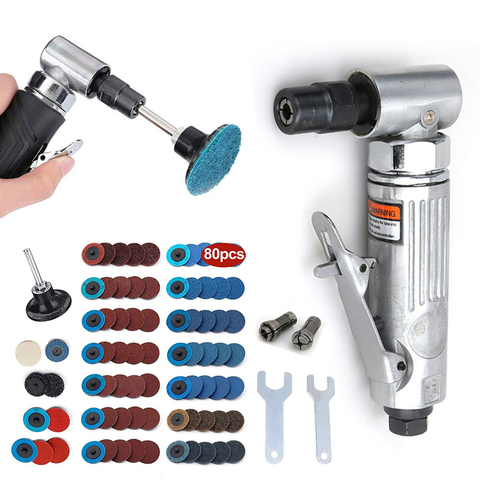 1/4 Air Angle Die Grinder 90 Degree Pneumatic Grinding Polisher Mini Portable Mill Engraving Machine with Sanding Discs Tool Set ► Photo 1/6