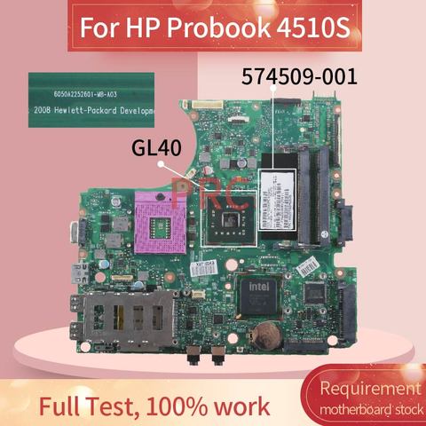 574509-001 574509-501 For HP Probook 4510S Notebook Mainboard 6050A2252601 GL40 DDR2 Laptop motherboard ► Photo 1/6