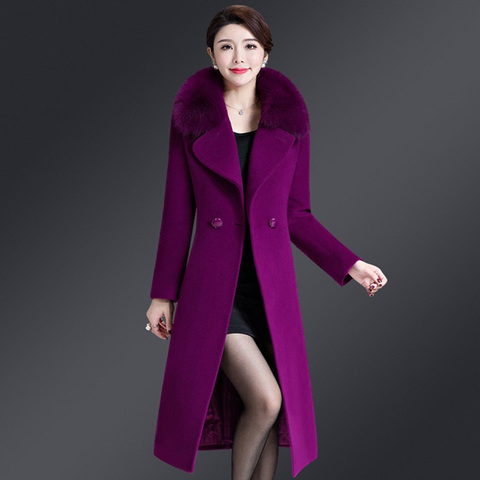 2022 New Winter Women Wool Coat Big fur collar Woolen Blend Coat Plus size 5XL Elegant Long Overcoat Outwear Manteau Femme Hiver ► Photo 1/6