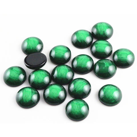 New Fashion 40pcs 12mm Green Colors Stylish Brushed Style Flat back Resin Cabochons Cameo-V5-06 ► Photo 1/2