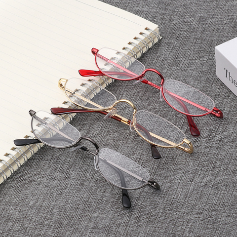 Cat Eye Reading Glasses Women Men Metal Half Frame Presbyopic Eyeglasses Female Male Semi Rimless Hyperopia Spectacles ► Photo 1/6