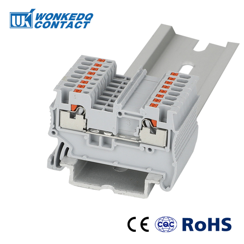 Din Rail Terminal Block PT 1.5 Electrical Wire Spring Connection Push In Conductors 10pcs wire connector strips ► Photo 1/6