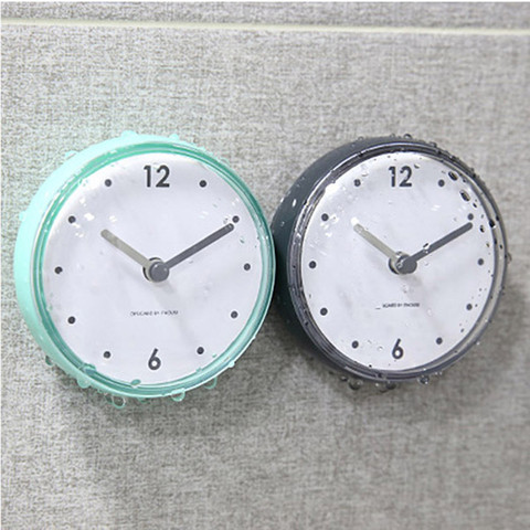 New Bathroom Waterproof Kitchen Clock Suction Cup Silent Battery Wall Clock Decor Shower Timer Decor Tiny Toilet 7.5x3.6x7.5cm ► Photo 1/4