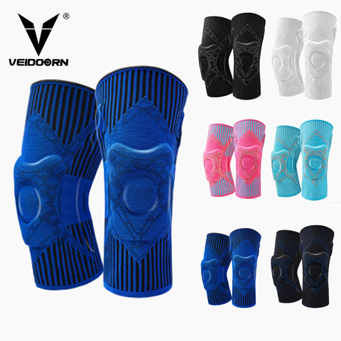 Veidoorn 1 pcs Knee Patella Protector Brace Silicone Spring Knee Pad Basketball Running Knee Sleeve Support Sports Kneepads ► Photo 1/6