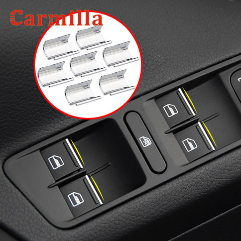 Carmilla for Skoda Octavia Fabia 2 Yeti Car Door Window Lift Button Switch Sequin Interior Mouldings ABS Chrome Trim Accessories ► Photo 1/6
