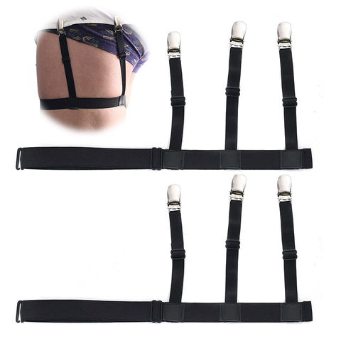 2pcs/pair Mens Shirt Stays Garters Elastic Nylon Adjustable Shirt Holders Crease-Resistance Belt Stirrup Style Suspenders ► Photo 1/6