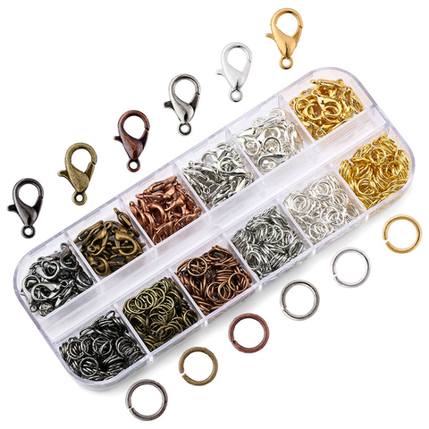 A Set Jewelry Findings 4mm/5mm/6mm/8mm/10mm Open Jump Rings Split Rings 6 colors Lobster Clasps hooks Jewelry Making Supplies ► Photo 1/6