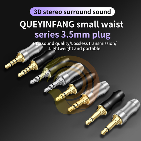 QUEYINFANG 3.5mm Mono Stereo 4-Pole Plug 3.5mm Wire Connector Audio Plug Small Waist Series Aluminum Shell Copper Plug ► Photo 1/6