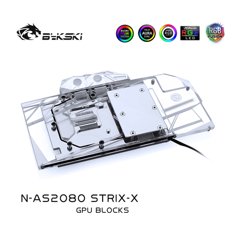 Bykski Water Block use for ASUS ROG STRIX RTX2080 OC/ 2080-O8G-GAMING/ RTX 2070 SUPER/ RTX2080S/ Compatible Original backplate ► Photo 1/1