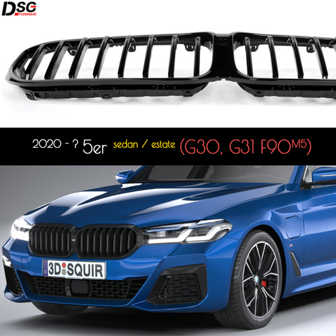 Gloss Black ABS Plastic front Bumper Kindey Grille for BMW 5 Series 2022 - 2022 G30 G31 F90 (M5) LCI ► Photo 1/1