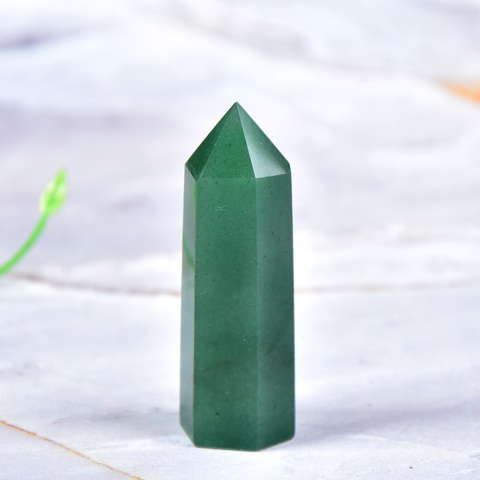 Natural Crystal Aventurine Quartz Point Healing Stone Hexagonal Prisms 50-80mm Obelisk Wand Treatment Stone DIY Gift 1PC ► Photo 1/6