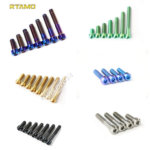 Titanium Bolt M5X10/15/20/25/30/35mm with Washers for Bicycle Disc Brake Stem Clamp  Fixed MTB Motorcyle  Handlebar Stem Screws ► Photo 1/6